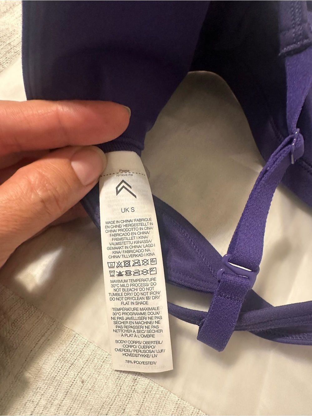 Oner Active Purple V-Neck Timeless  Lightweight Sports Bra Size S - Picture 3 of 4